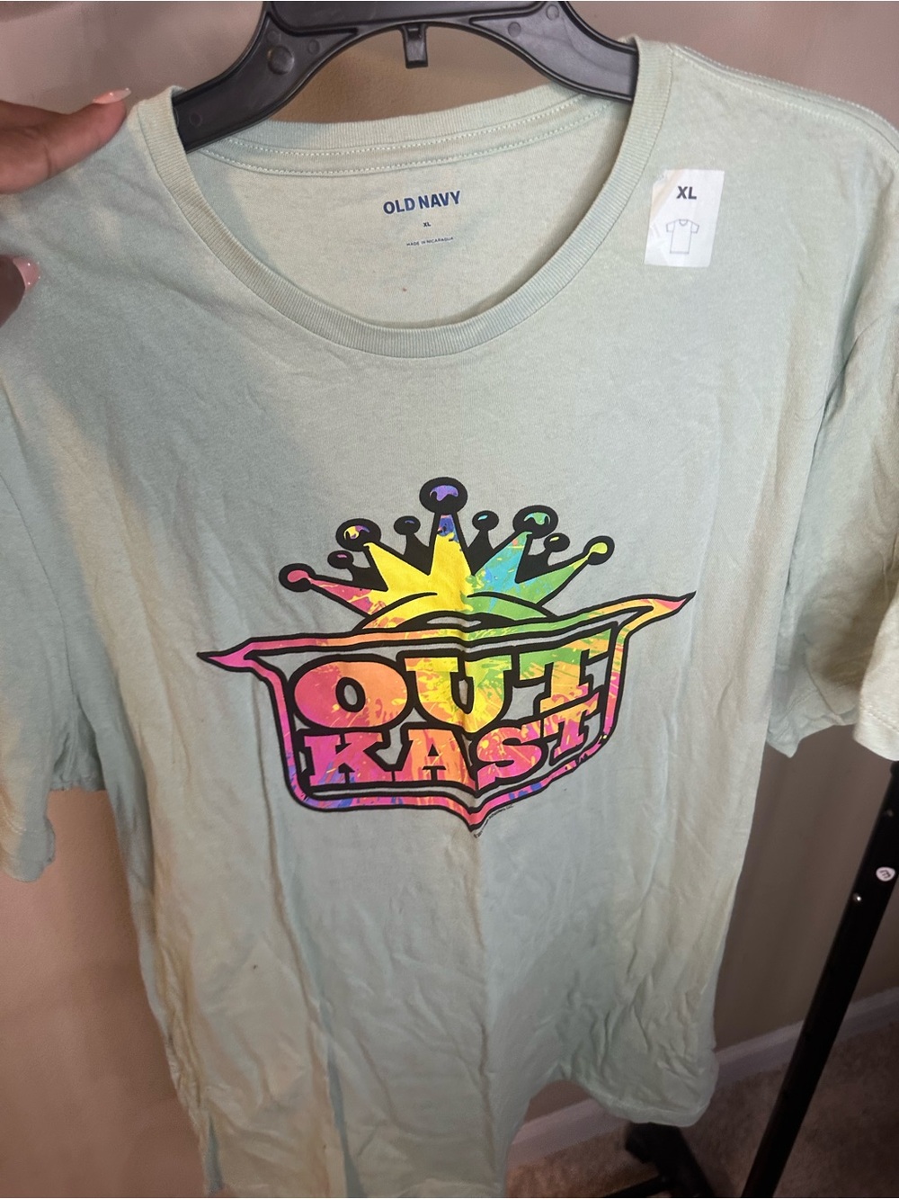 Old Navy Light Mint Outkast Rainbow Graphic Tee